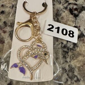 2108 Rhinestone Dolphin Key Ring, Bag Charm